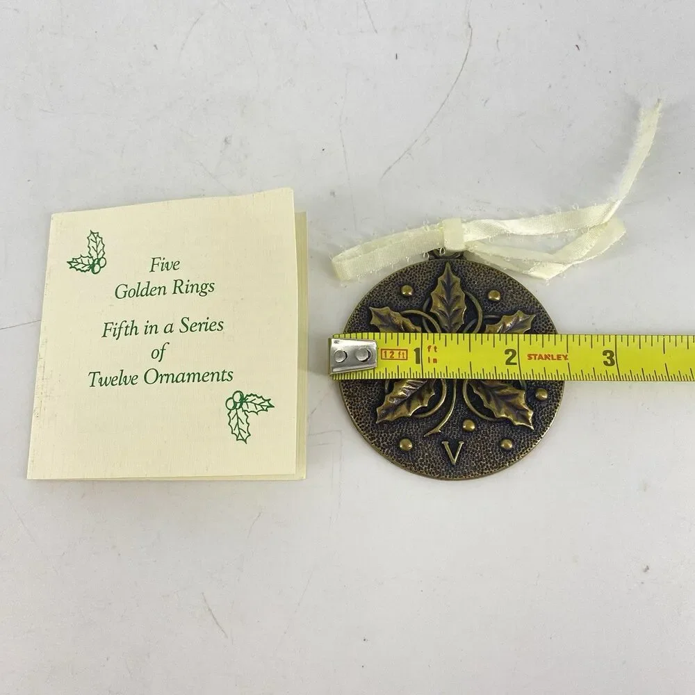 1991 Matthews Bronze Five Golden Rings Ornament 5th Twelve Days Christmas